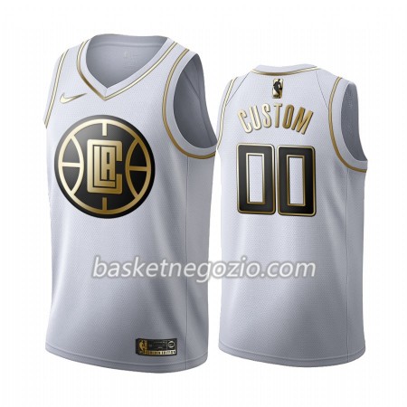 Canotte Uomo Los Angeles Clippers Personalizzate 2019-20 Nike Bianco Golden Edition Swingman